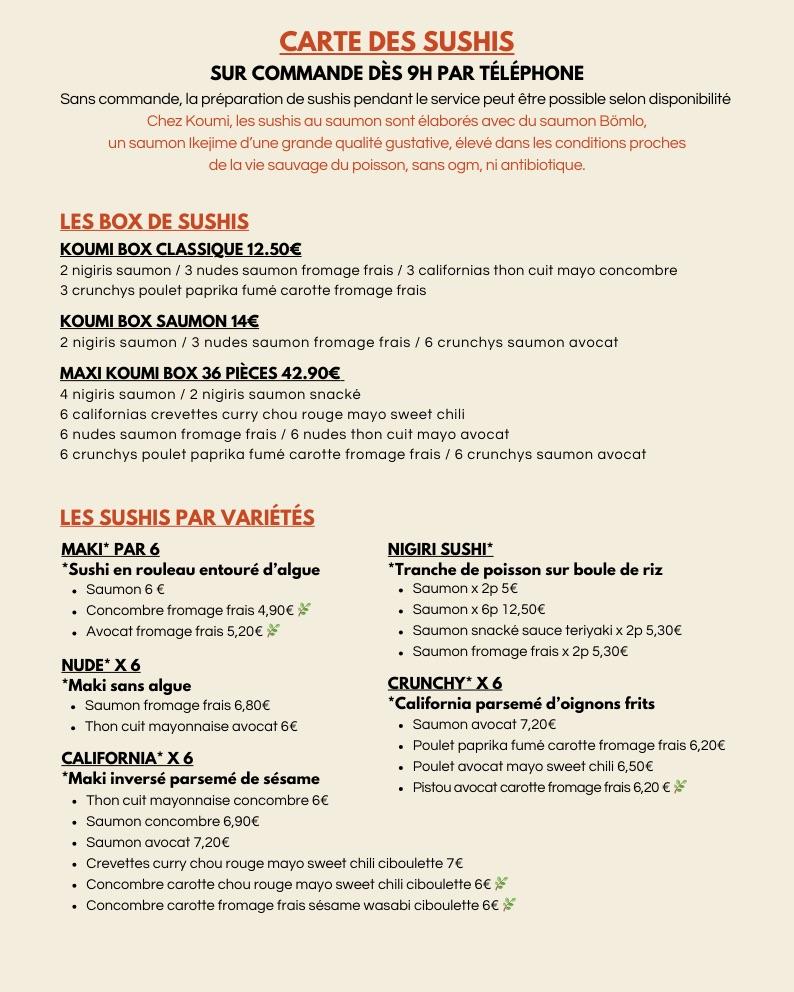 Koumi, le comptoir - Menu Image 1