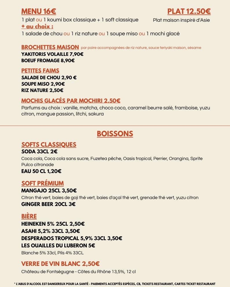 Koumi, le comptoir - Menu Image 2